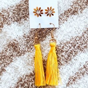 bundle tassel and flower stud fashion earrings